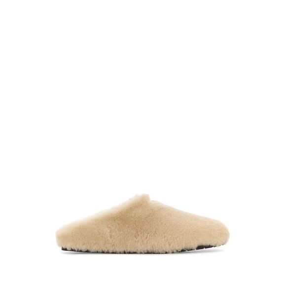 Prada Women Sand Shearling Slippers